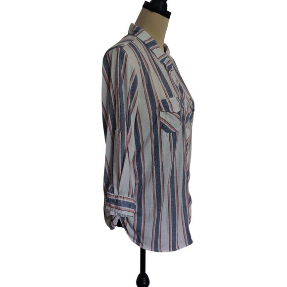 Eden & Olivia Button Down Blouse Shirt Stripes XL - Picture 2 of 5